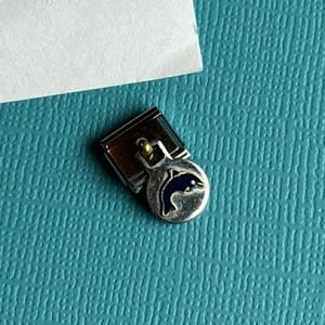 Vintage Blue Dolphin Dangle Italian Charm for Bracelet